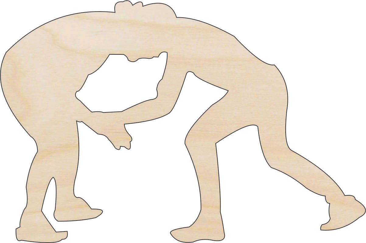 Wrestlers Wood Craft Shape - Laser Cut Baltic Birch Unfinished DIY Wood Art Supplies SPT125 - The Wood Shape Store