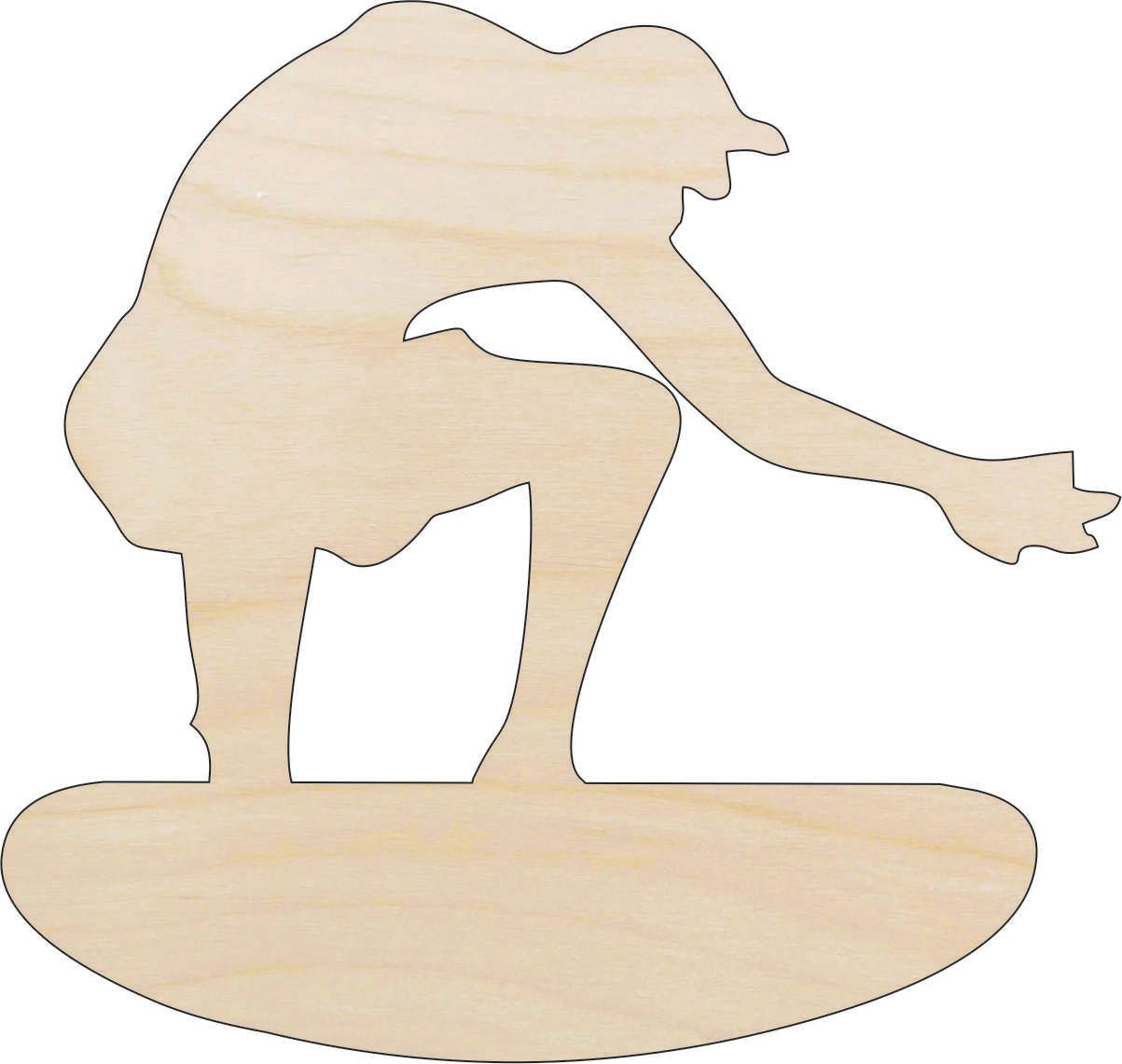 Surfer Wood Craft Shape - Laser Cut Baltic Birch Unfinished DIY Wood Art Supplies SPT240 - The Wood Shape Store