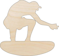 Surfer Wood Craft Shape - Laser Cut Baltic Birch Unfinished DIY Wood Art Supplies SPT240 - The Wood Shape Store