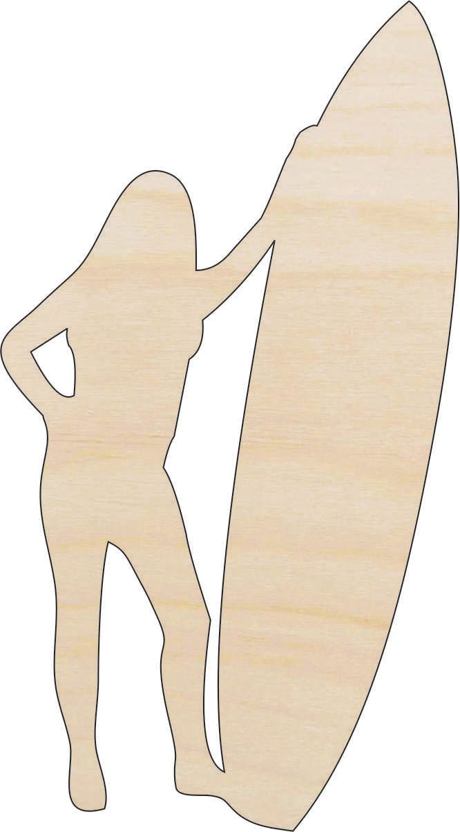Surfer Wood Craft Shape - Laser Cut Baltic Birch Unfinished DIY Wood Art Supplies SPT241 - The Wood Shape Store