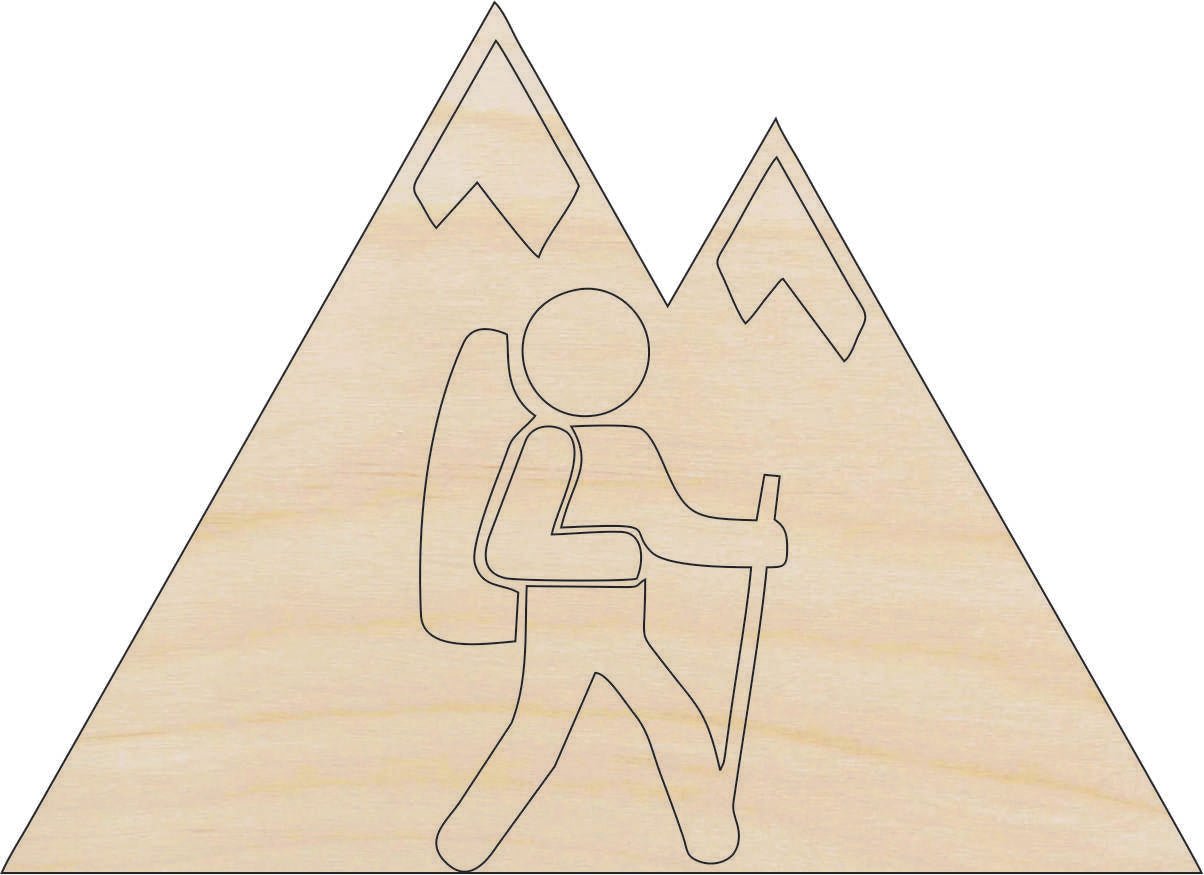 Hiking Wood Craft Shape - Laser Cut Baltic Birch Unfinished DIY Wood Art Supplies SPT249 - The Wood Shape Store
