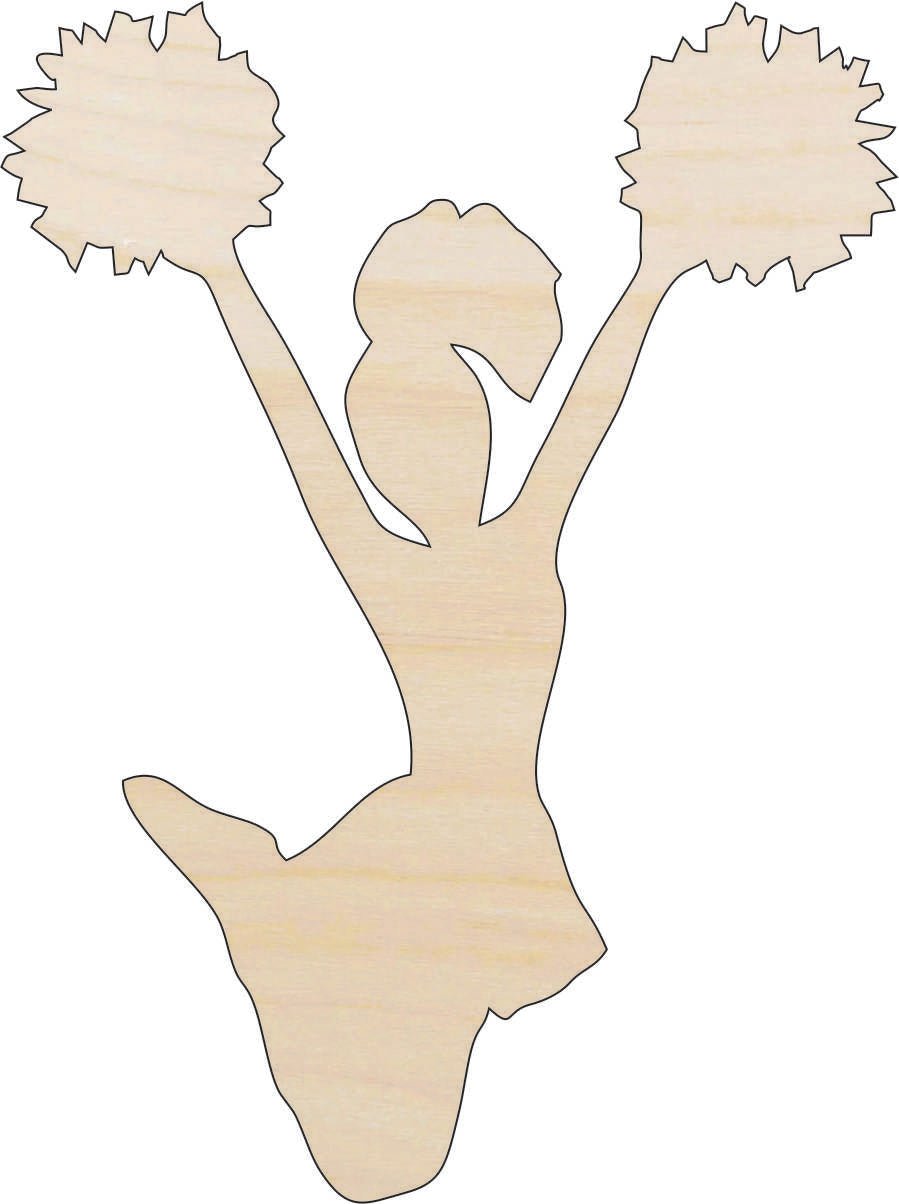 Cheerleader Wood Craft Shape - Laser Cut Baltic Birch Unfinished DIY Wood Art Supplies SPT24 - The Wood Shape Store