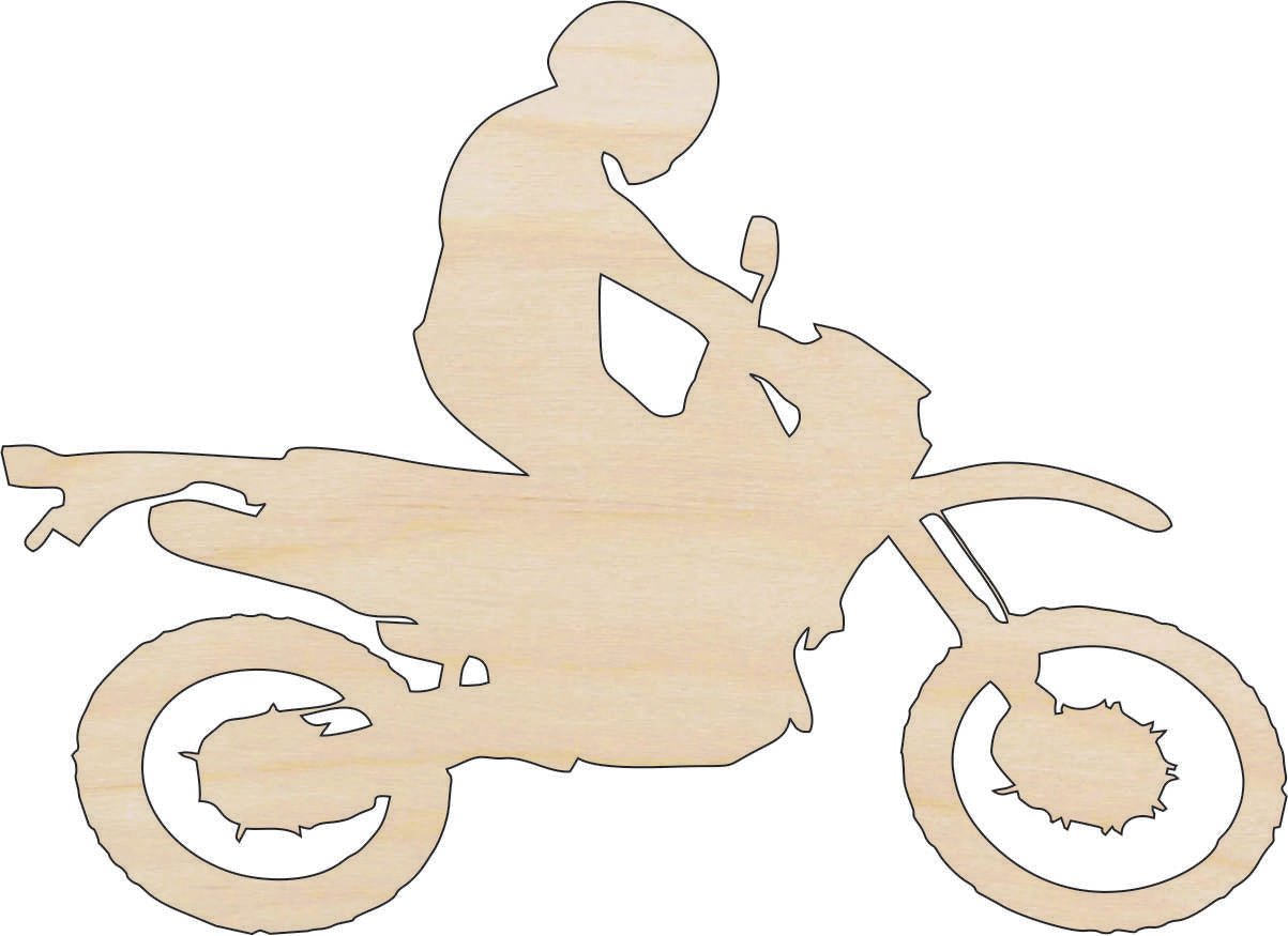Dirt Bike Wood Craft Shape - Laser Cut Baltic Birch Unfinished DIY Wood Art Supplies SPT260 - The Wood Shape Store
