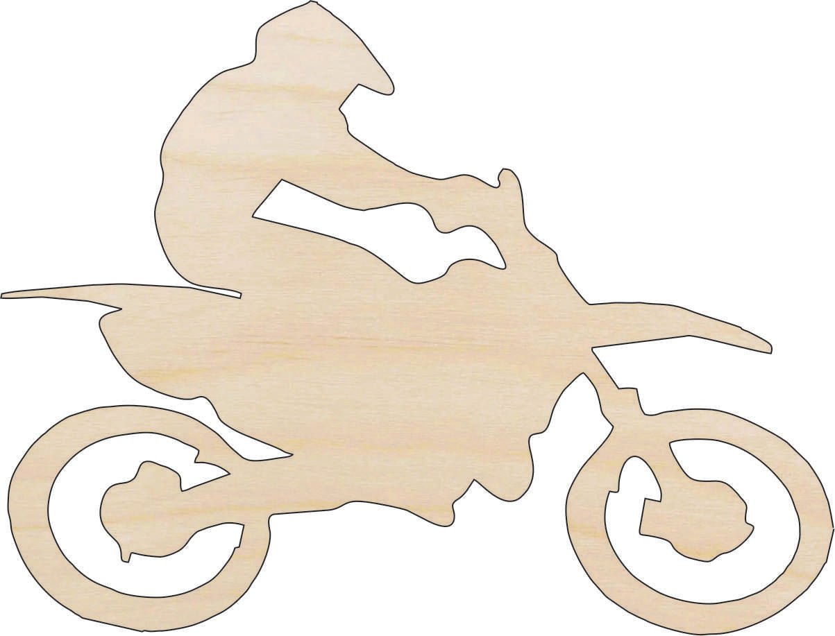 Dirt Bike Wood Craft Shape - Laser Cut Baltic Birch Unfinished DIY Wood Art Supplies SPT261 - The Wood Shape Store