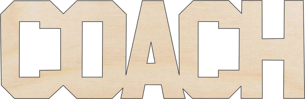 Coach Word Wood Craft Shape - Laser Cut Baltic Birch Unfinished DIY Wood Art Supplies SPT310 - The Wood Shape Store