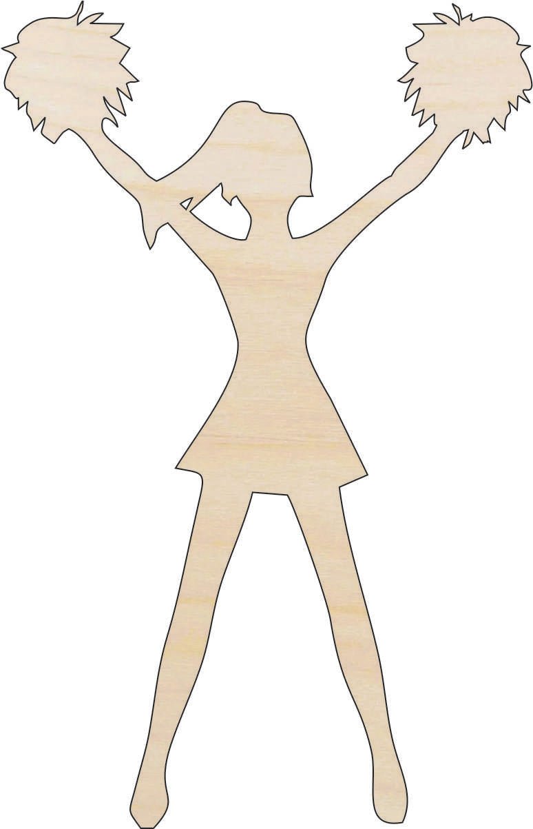 Cheerleader Wood Craft Shape - Laser Cut Baltic Birch Unfinished DIY Wood Art Supplies SPT324 - The Wood Shape Store