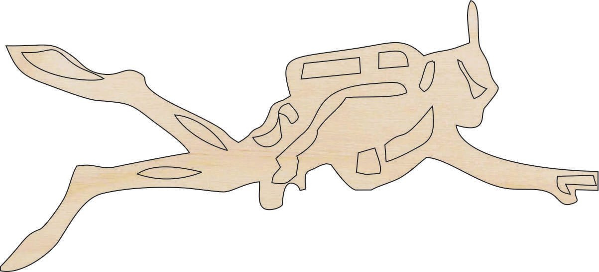 Scuba Diver Wood Craft Shape - Laser Cut Baltic Birch Unfinished DIY Wood Art Supplies SPT331 - The Wood Shape Store