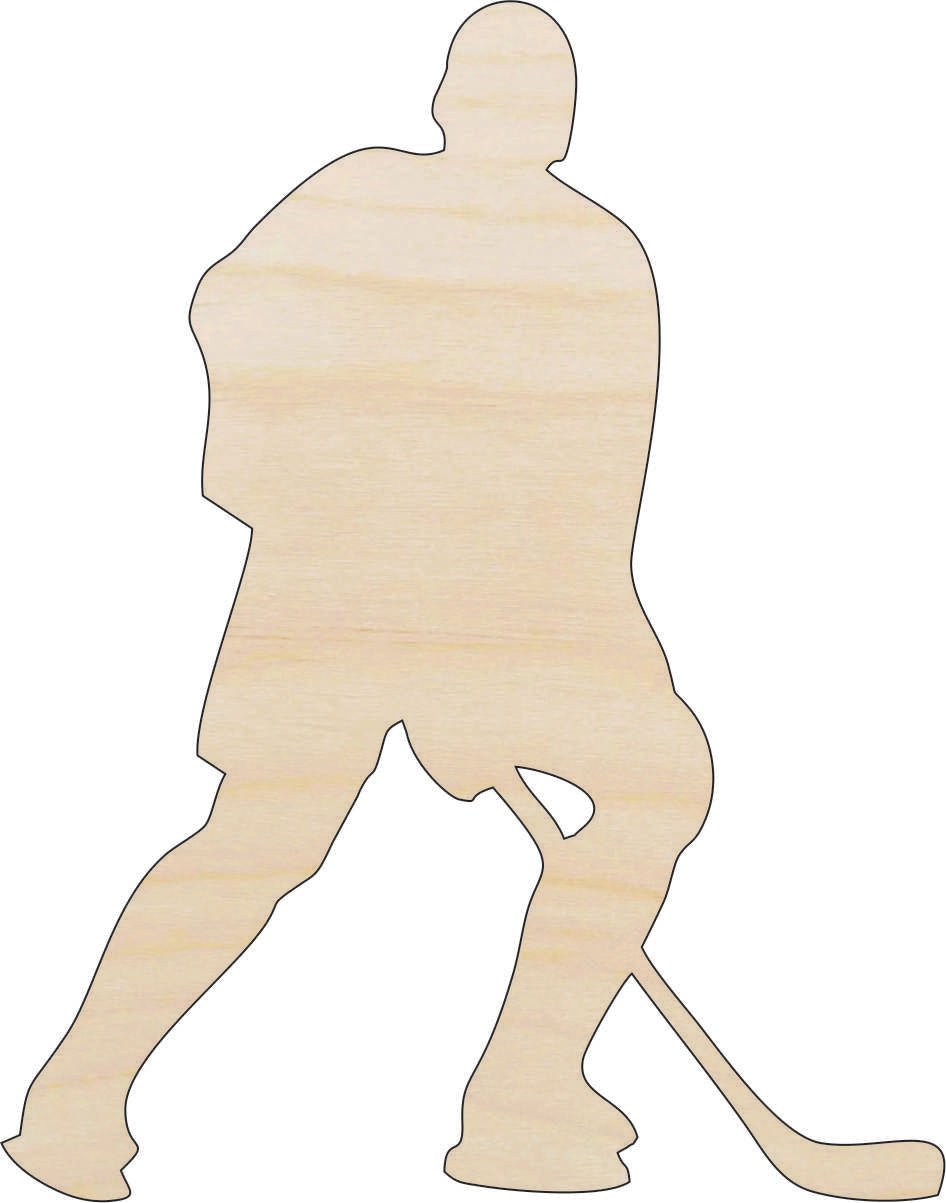 Hockey Player Wood Craft Shape - Laser Cut Baltic Birch Unfinished DIY Wood Art Supplies SPT35 - The Wood Shape Store