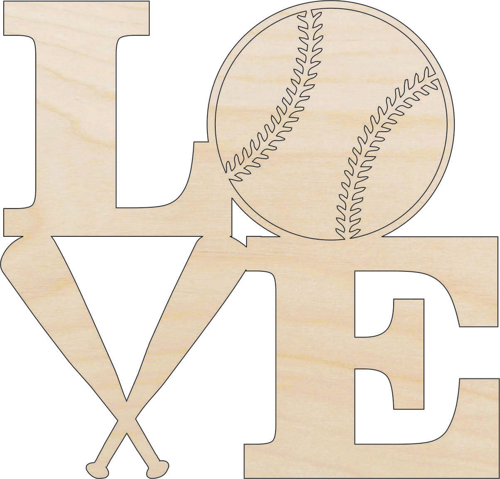 Sport Baseball Love - Laser Cut Out Unfinished Wood Craft Shape SPT374