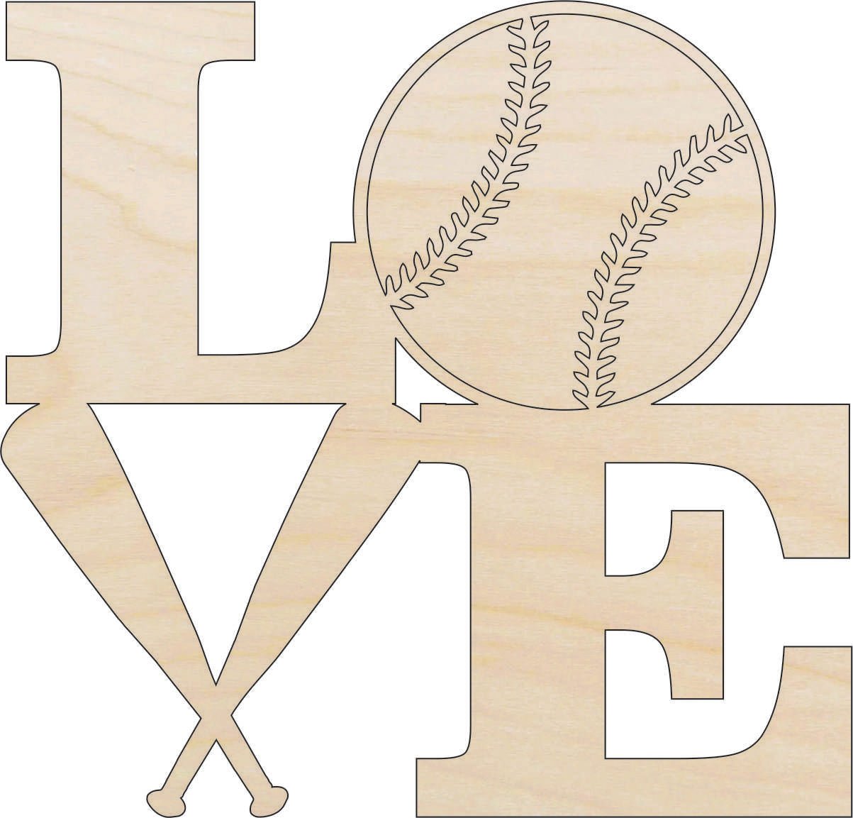 Baseball Word Wood Craft Shape - Laser Cut Baltic Birch Unfinished DIY Wood Art Supplies SPT374 - The Wood Shape Store