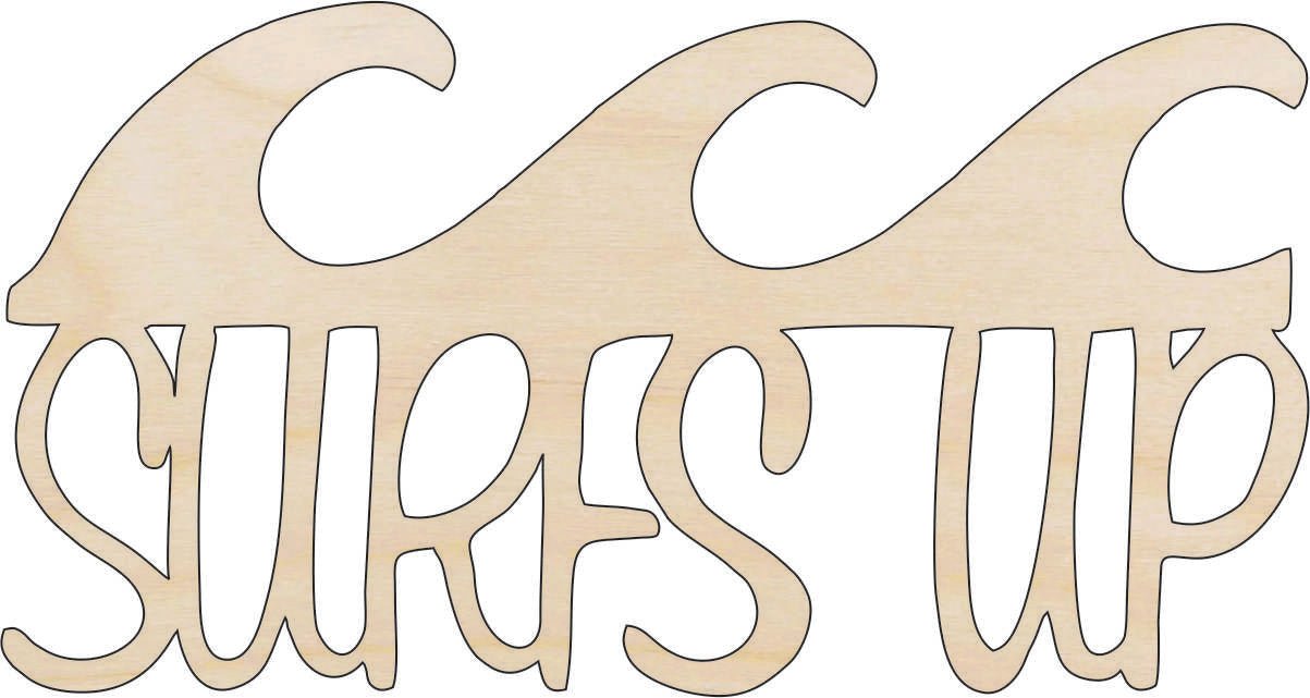 Surfs Up Word Wood Craft Shape - Laser Cut Baltic Birch Unfinished DIY Wood Art Supplies SPT3 - The Wood Shape Store