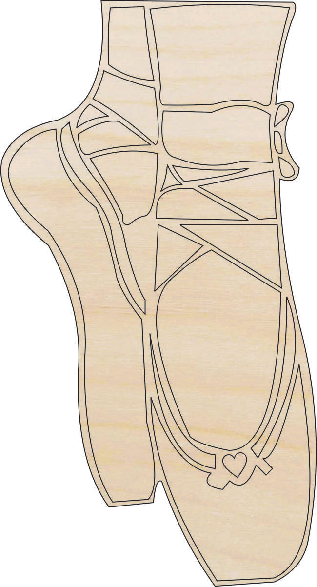 Dance Ballet Slippers - Laser Cut Out Unfinished Wood Craft Shape SPT407 Dance Ballet Slippers - Laser Cut Out Unfinished Wood Craft Shape SPT407