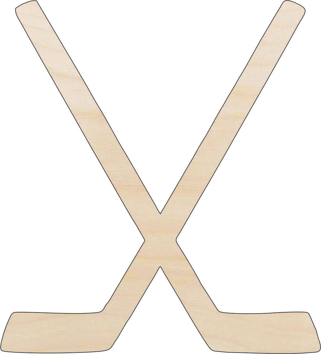 Hockey SticksWood Craft Shape - Laser Cut Baltic Birch Unfinished DIY Wood Art Supplies SPT420 - The Wood Shape Store