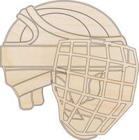 Hockey Helmet Wood Craft Shape - Laser Cut Baltic Birch Unfinished DIY Wood Art Supplies SPT604 - The Wood Shape Store