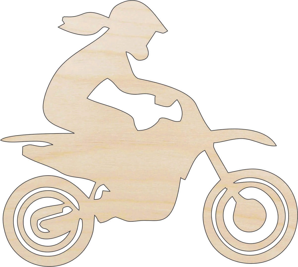Dirt Bike Wood Craft Shape – Laser Cut Baltic Birch Unfinished DIY Wood Art Supplies SPT608 - The Wood Shape Store