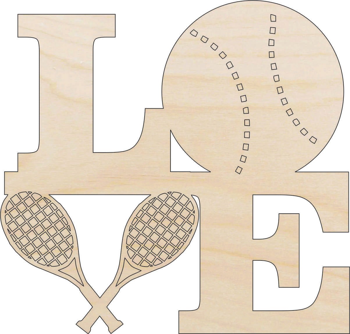 Tennis Word Wood Craft Shape - Laser Cut Baltic Birch Unfinished DIY Wood Art Supplies SPT609 - The Wood Shape Store