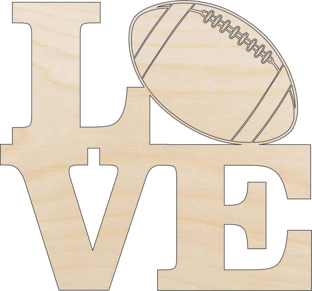 Word Love Football - Laser Cut Out Unfinished Wood Craft Shape SPT610