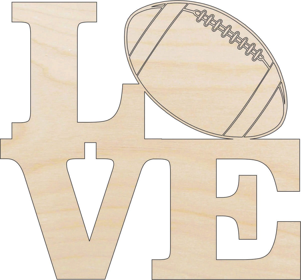 Football Wood Craft Shape - Laser Cut Baltic Birch Unfinished DIY Wood Art Supplies SPT610 - The Wood Shape Store