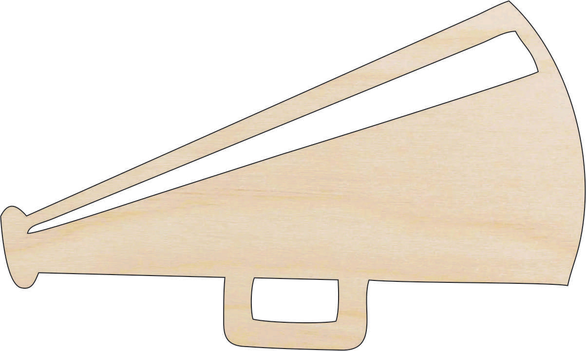 Sport Megaphone - Laser Cut Out Unfinished Wood Craft Shape SPT653 Sport Megaphone - Laser Cut Out Unfinished Wood Craft Shape SPT653