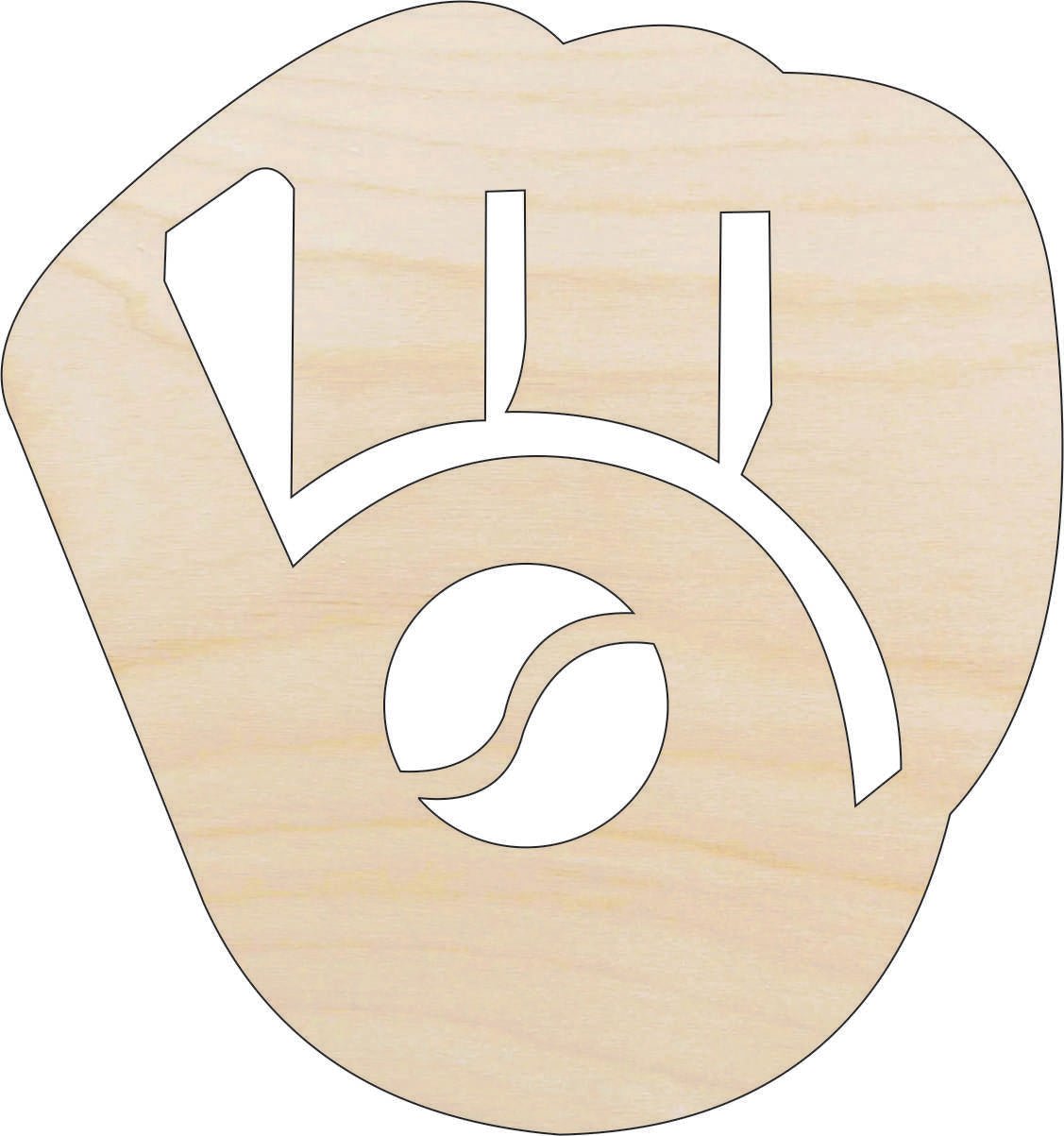 Baseball Mitt Wood Craft Shape – Laser Cut Baltic Birch Unfinished DIY Wood Art Supplies SPT654 - The Wood Shape Store