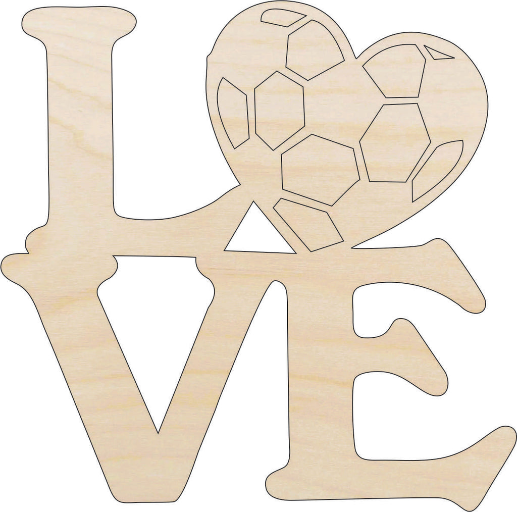 Word Love Soccer - Laser Cut Out Unfinished Wood Craft Shape SPT657