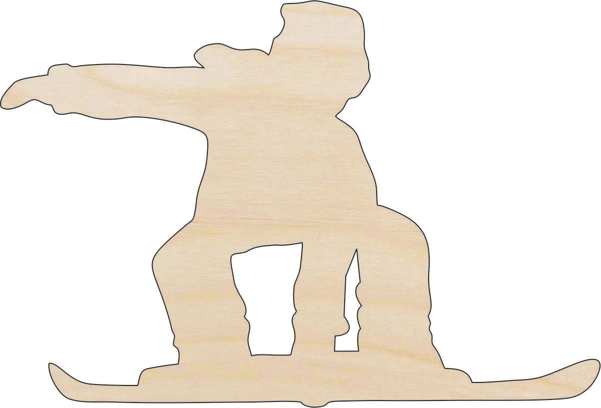 Snow Boarder Wood Craft Shape - Laser Cut Baltic Birch Unfinished DIY Wood Art Supplies SPT681 - The Wood Shape Store