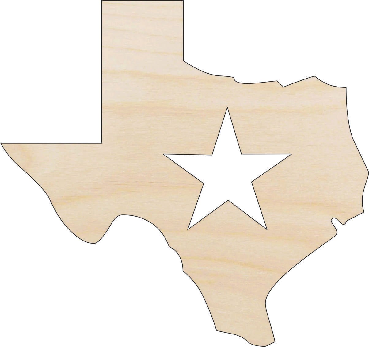 Texas Wood Craft Shape - Laser Cut Baltic Birch Unfinished DIY Wood Art Supplies STAT107 - The Wood Shape Store