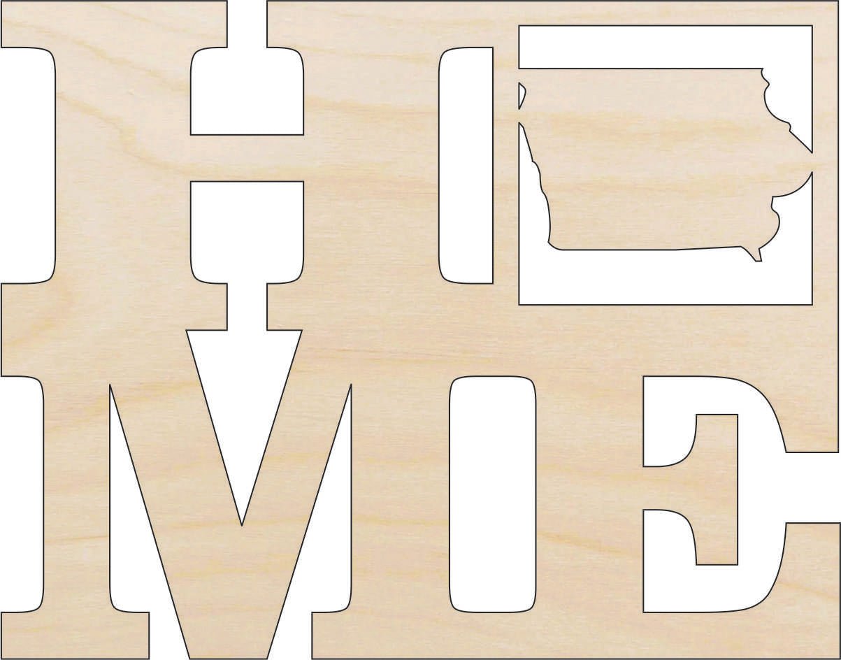 Iowa Wood Craft Shape - Laser Cut Baltic Birch Unfinished DIY Wood Art Supplies STAT13 - The Wood Shape Store