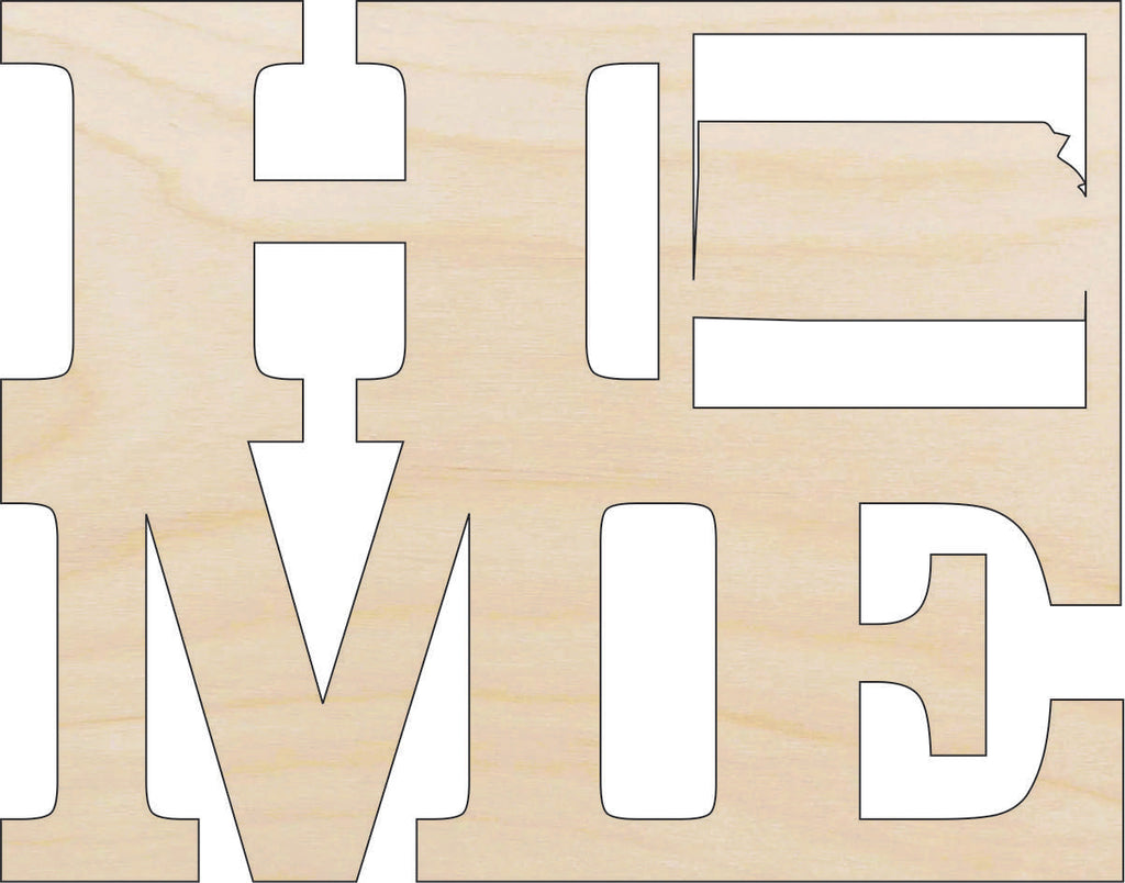 State Kansas Home - Laser Cut Out Unfinished Wood Craft Shape STAT14