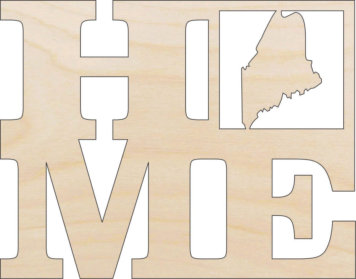 Maine Wood Craft Shape - Laser Cut Baltic Birch Unfinished DIY Wood Art Supplies STAT17 - The Wood Shape Store