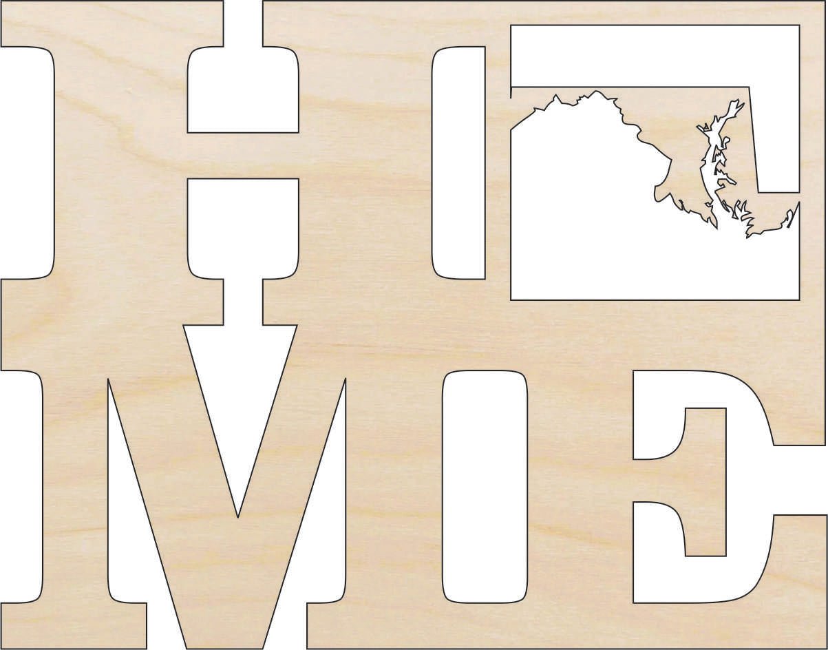 Maryland Wood Craft Shape - Laser Cut Baltic Birch Unfinished DIY Wood Art Supplies STAT18 - The Wood Shape Store