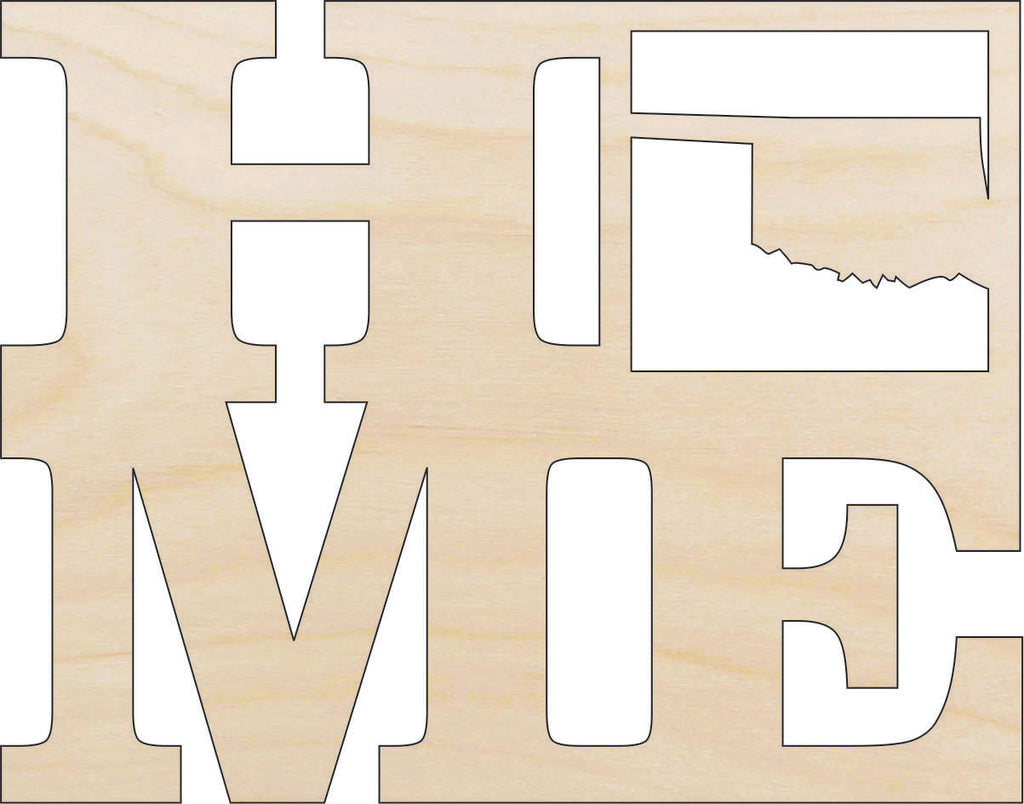 State Oklahoma Home - Laser Cut Out Unfinished Wood Craft Shape STAT27