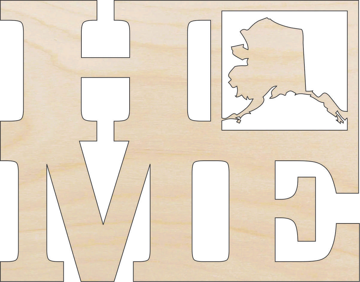 State Alaska Home - Laser Cut Out Unfinished Wood Craft Shape STAT2 State Alaska Home - Laser Cut Out Unfinished Wood Craft Shape STAT2