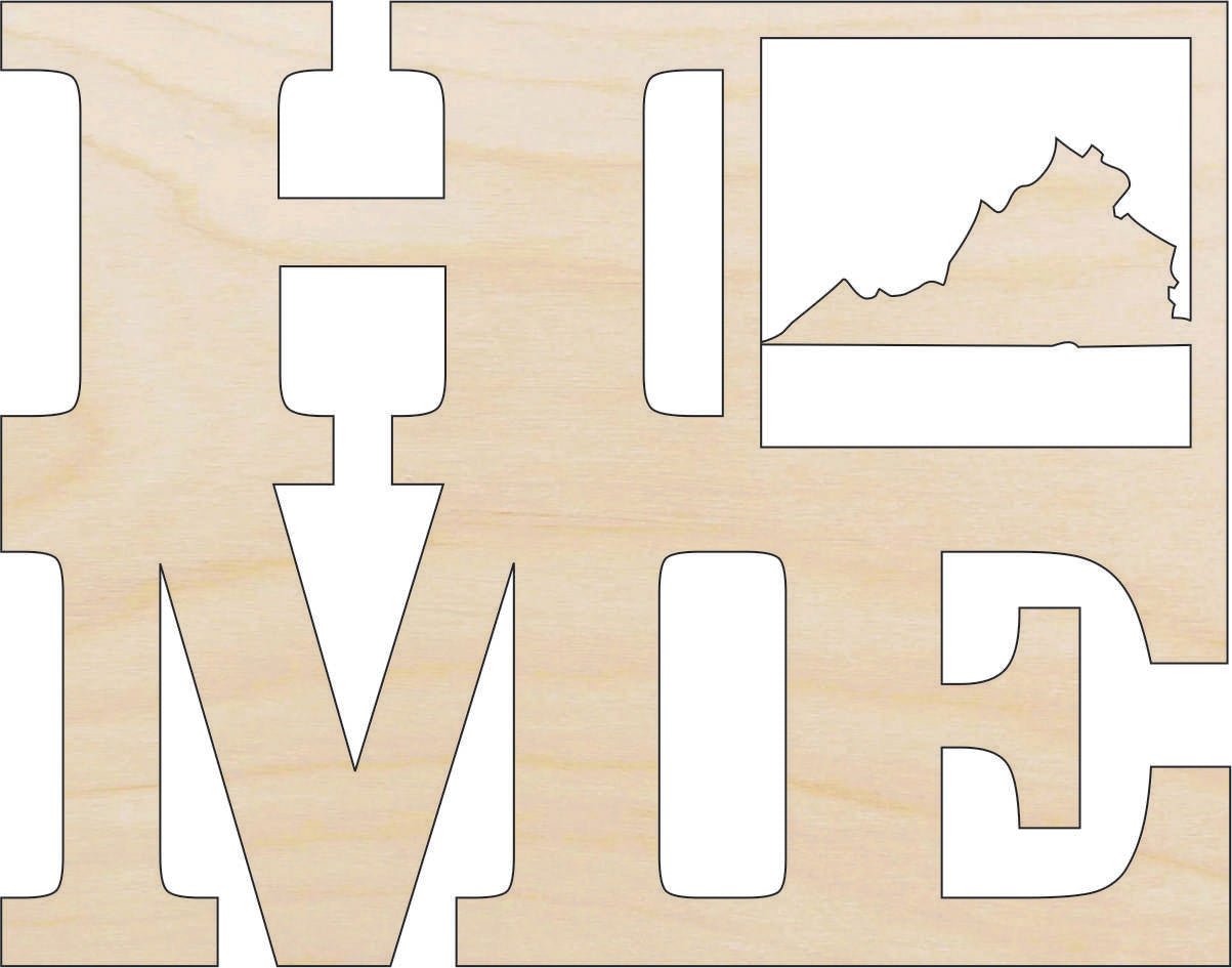 Virginia Wood Craft Shape - Laser Cut Baltic Birch Unfinished DIY Wood Art Supplies STAT32 - The Wood Shape Store