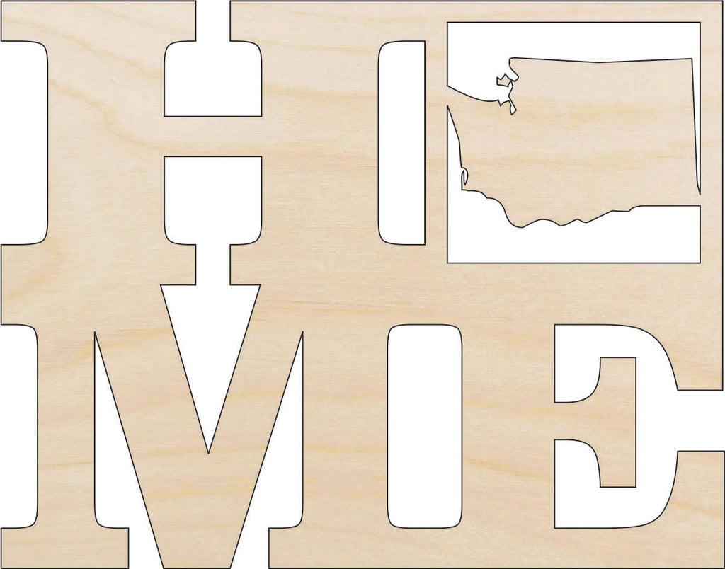 State Washington Home - Laser Cut Out Unfinished Wood Craft Shape STAT33