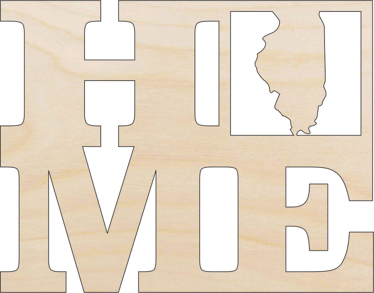 Illinois Wood Craft Shape - Laser Cut Baltic Birch Unfinished DIY Wood Art Supplies STAT35 - The Wood Shape Store