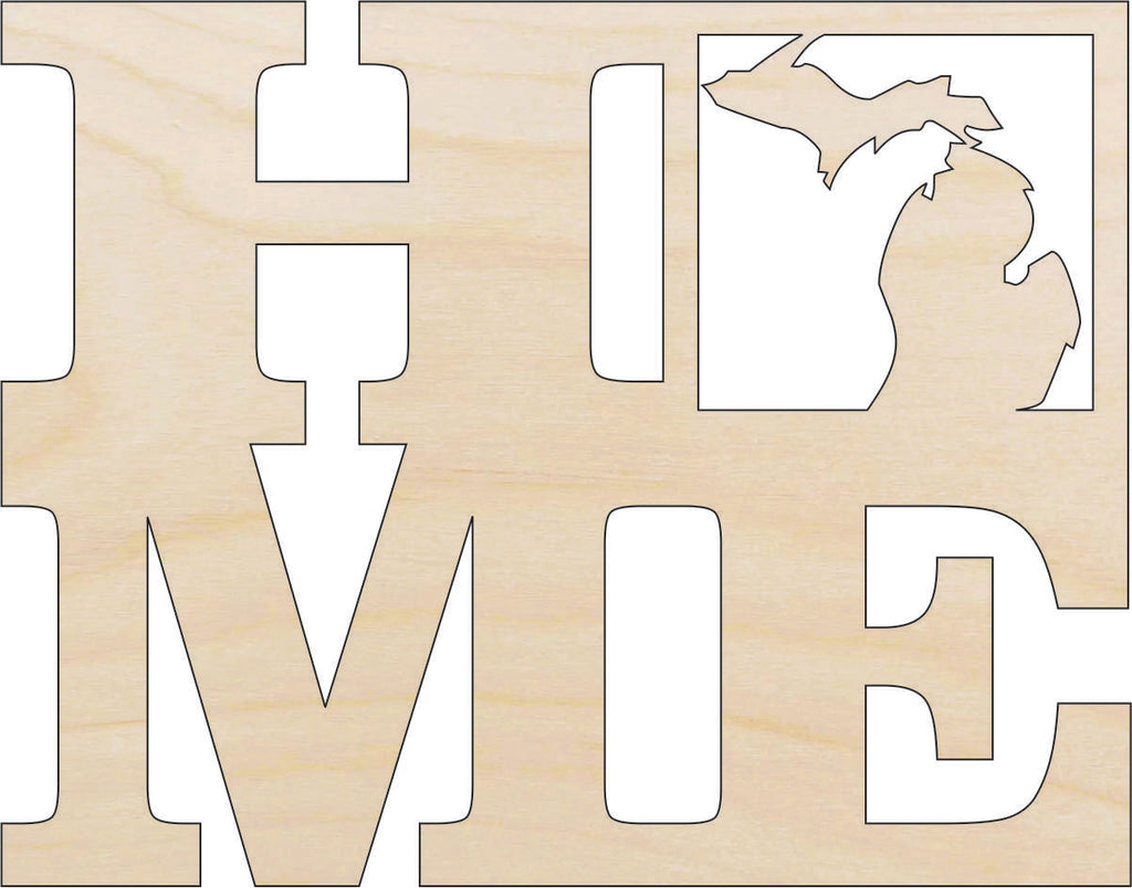 State Michigan Home - Laser Cut Out Unfinished Wood Craft Shape STAT39