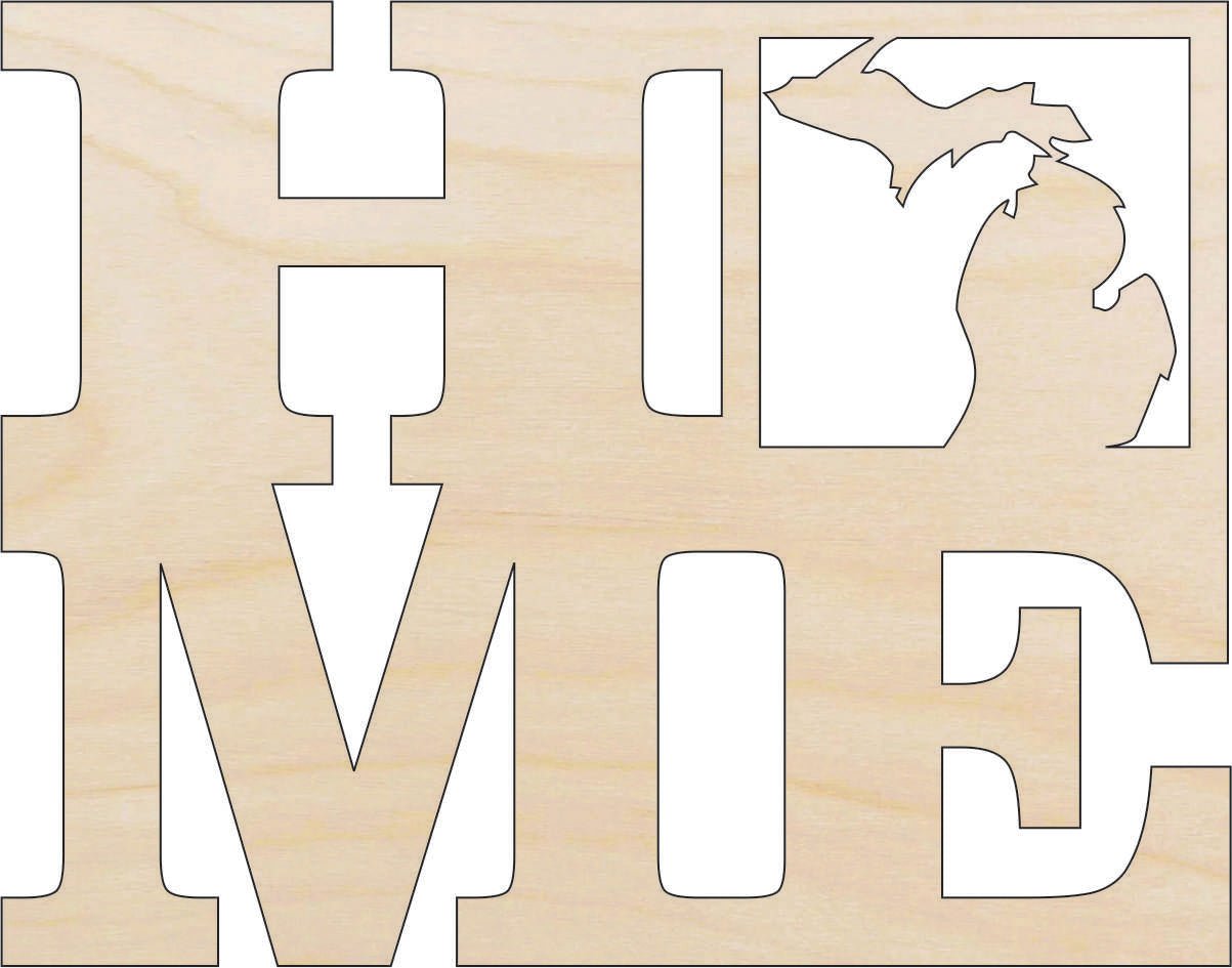 Michigan Wood Craft Shape - Laser Cut Baltic Birch Unfinished DIY Wood Art Supplies STAT39 - The Wood Shape Store