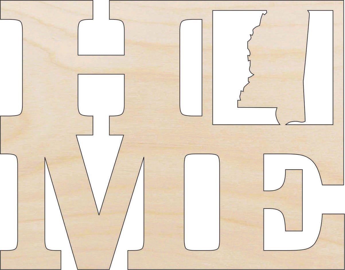 Mississippi Wood Craft Shape - Laser Cut Baltic Birch Unfinished DIY Wood Art Supplies STAT45 - The Wood Shape Store