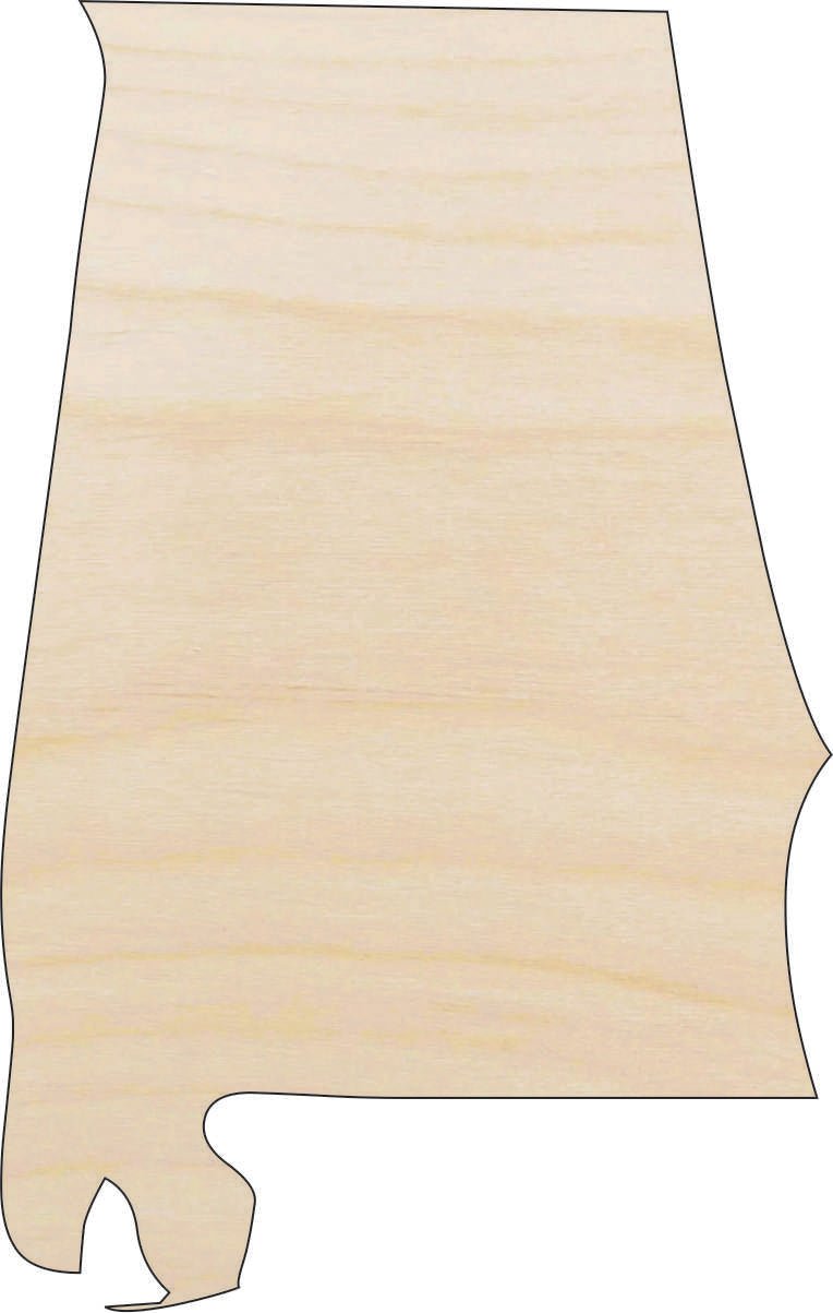 Alabama Wood Craft Shape - Laser Cut Baltic Birch Unfinished DIY Wood Art Supplies STAT49 - The Wood Shape Store
