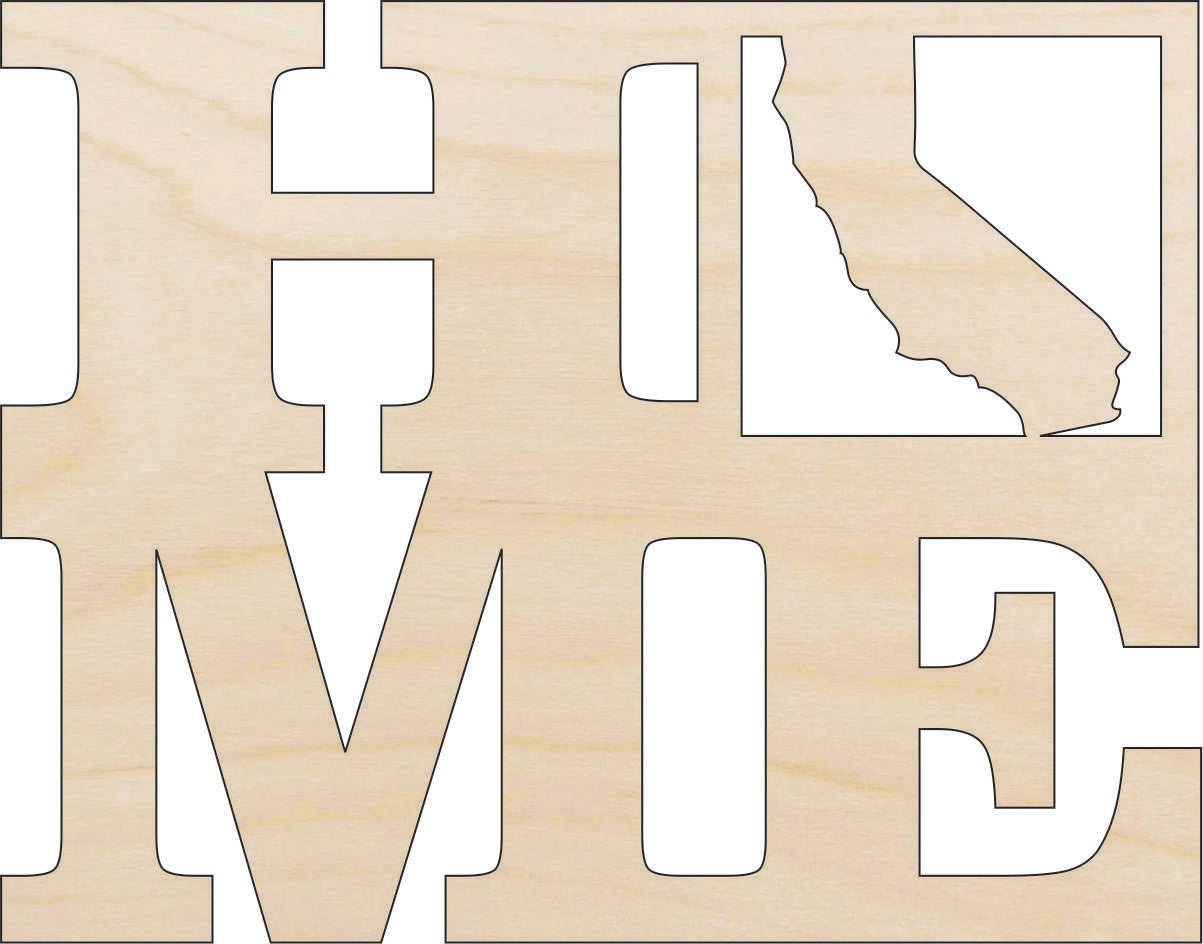 California Wood Craft Shape – Laser Cut Baltic Birch Unfinished DIY Wood Art Supplies STAT4 - The Wood Shape Store