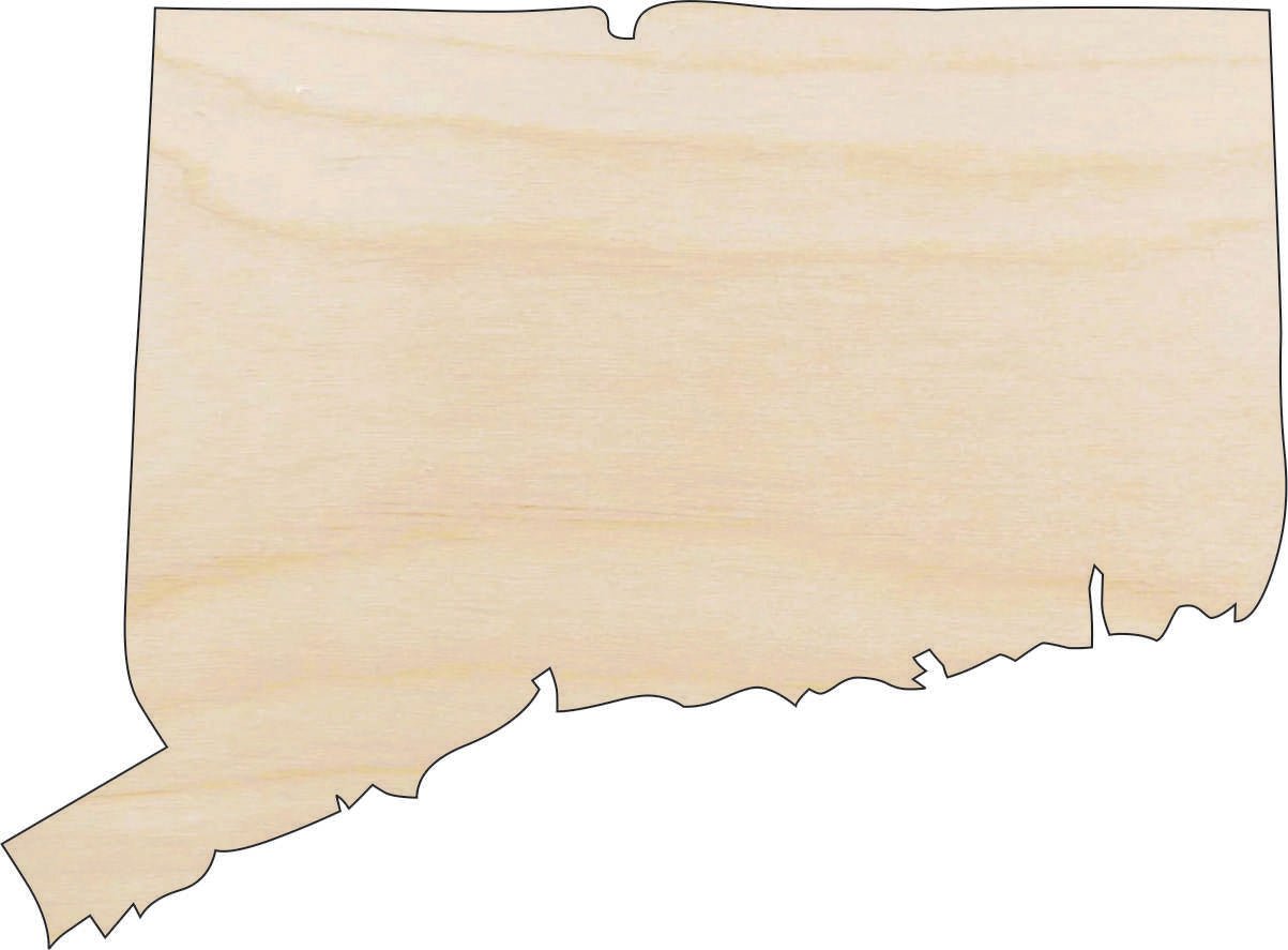 Connecticut Wood Craft Shape - Laser Cut Baltic Birch Unfinished DIY Wood Art Supplies STAT55 - The Wood Shape Store