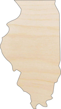 Illinois Wood Craft Shape – Laser Cut Baltic Birch Unfinished DIY Wood Art Supplies STAT61 - The Wood Shape Store