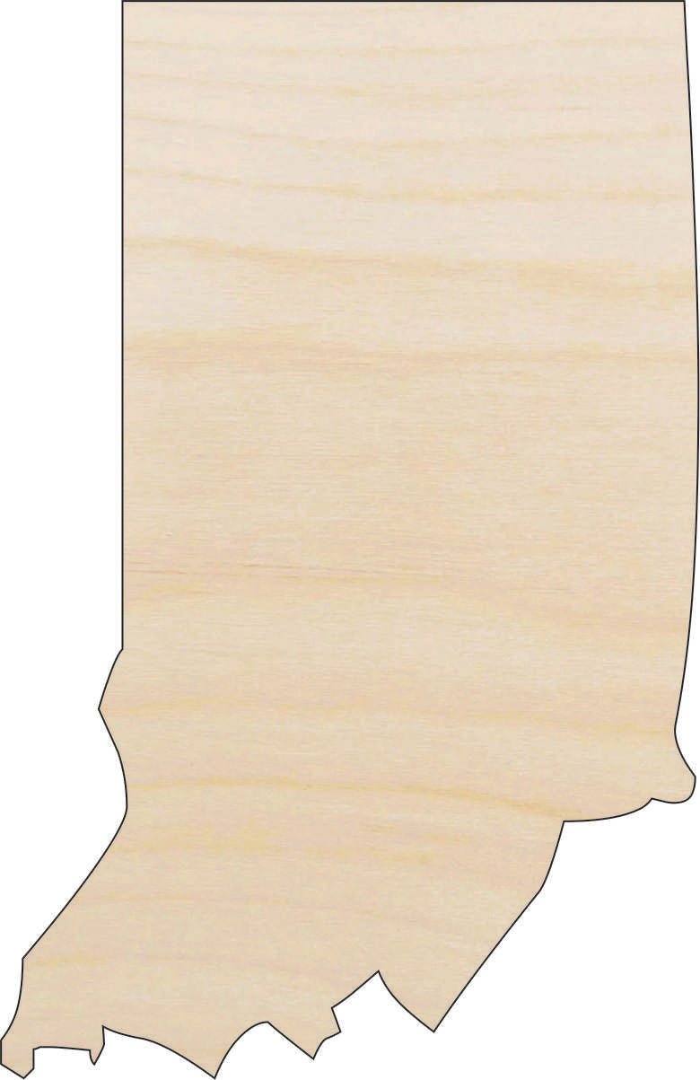 Indiana US Wood Craft Shape - Laser Cut Baltic Birch Unfinished DIY Wood Art Supplies STAT62 - The Wood Shape Store