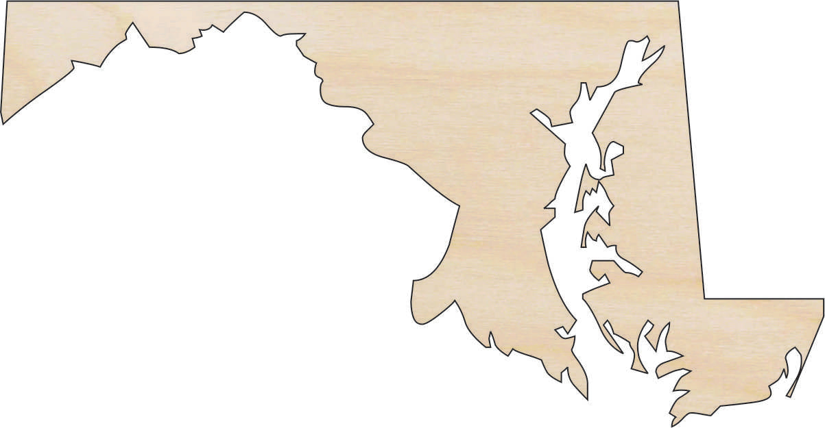 State Maryland - Laser Cut Out Unfinished Wood Craft Shape STAT68 State Maryland - Laser Cut Out Unfinished Wood Craft Shape STAT68