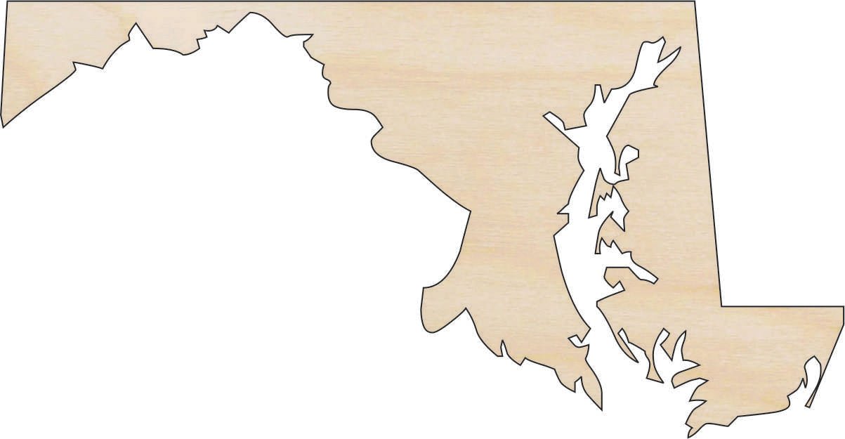 Maryland Wood Craft Shape - Laser Cut Baltic Birch Unfinished DIY Wood Art Supplies STAT68 - The Wood Shape Store