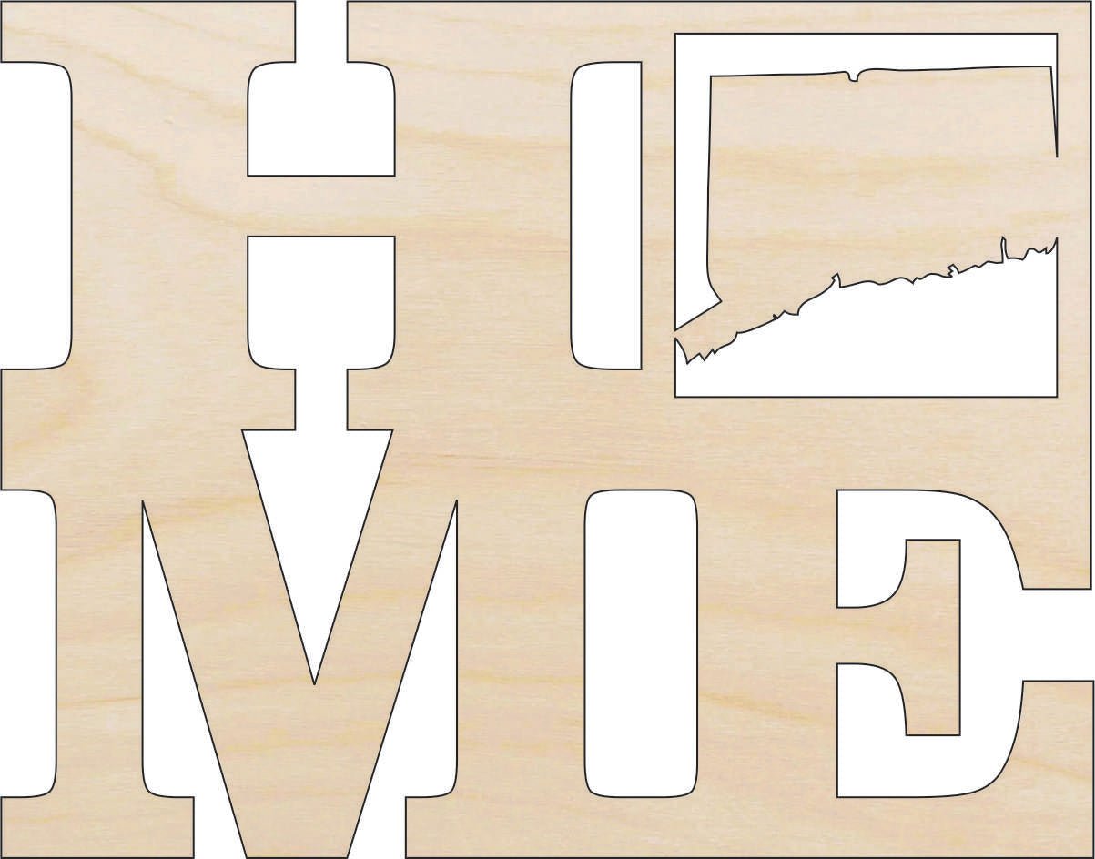 Connecticut Home - Wood Craft Shape – Laser Cut Baltic Birch Unfinished DIY Art Supplies STAT6 - The Wood Shape Store