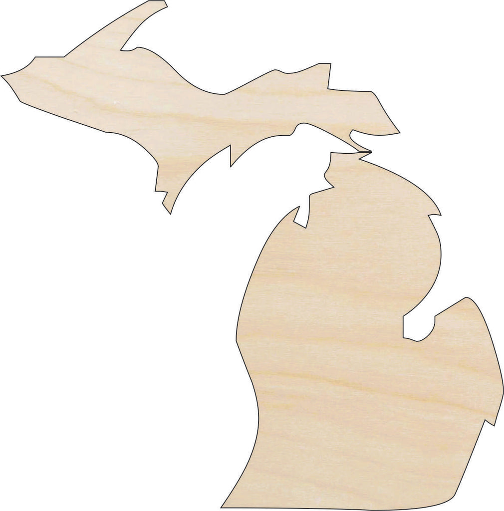 State Michigan - Laser Cut Out Unfinished Wood Craft Shape STAT70