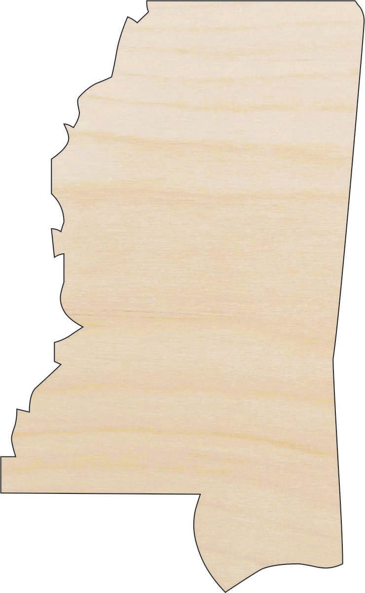 Mississippi Wood Craft Shape - Laser Cut Baltic Birch Unfinished DIY Wood Art Supplies STAT72 - The Wood Shape Store