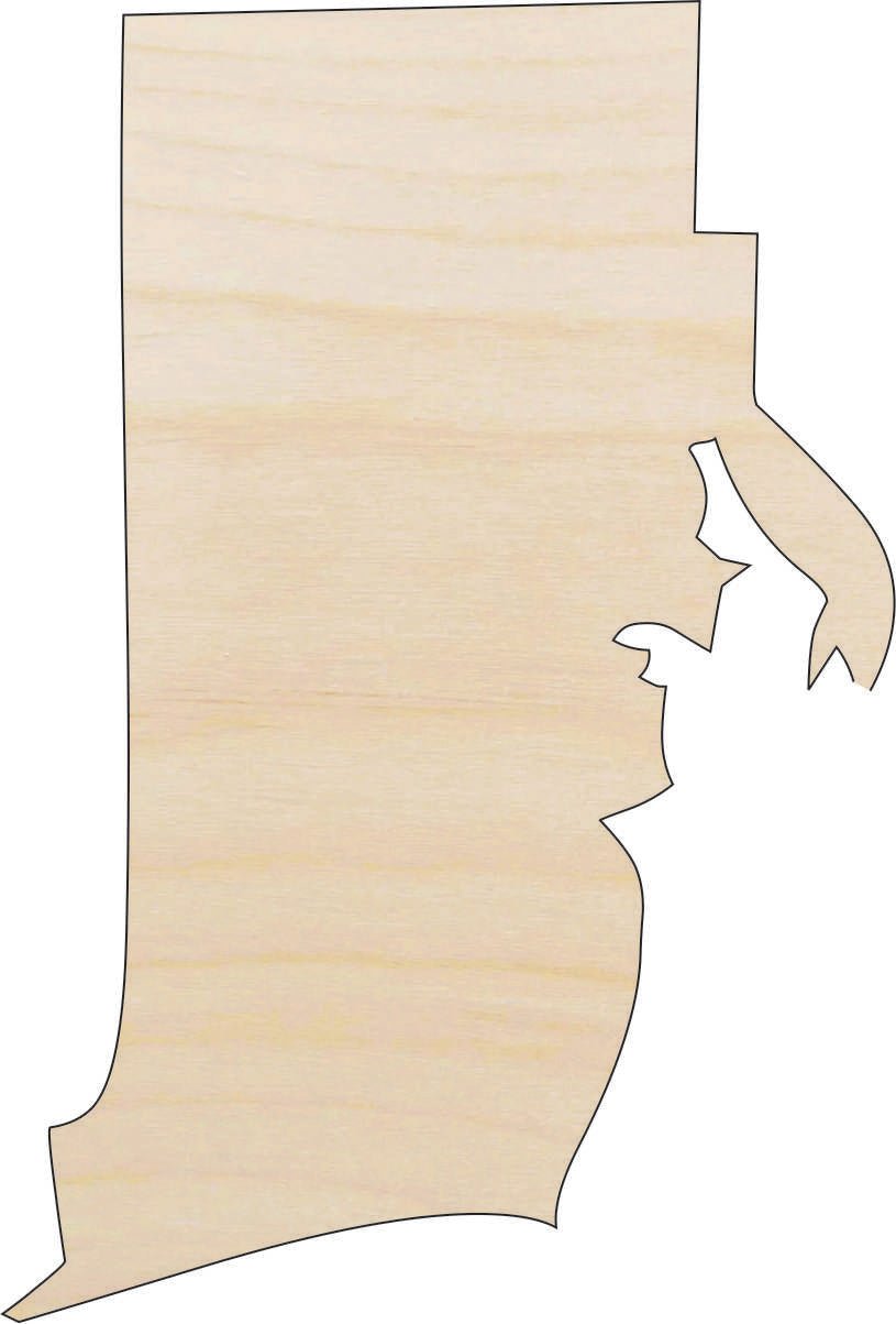 Rhode Island Wood Craft Shape - Laser Cut Baltic Birch Unfinished DIY Wood Art Supplies STAT87 - The Wood Shape Store